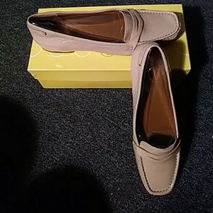 Taup patent loafers